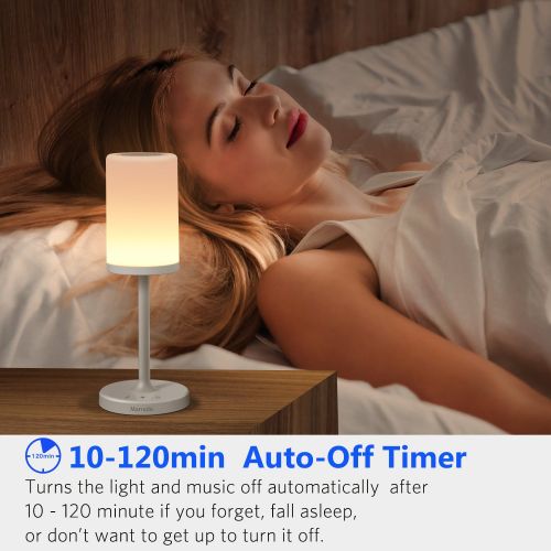  Marrado Bluetooth Speakers + Bedside Lamp, Night Light, Smart Touch Control Table Lamp for Bedroom Living Room, Portable Rechargeable LED Desk Lamp, Dimmable Warm White & Color Cha