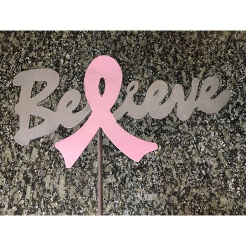  MarriedToTheMetal Metal Believe Cause Ribbon Garden Stake