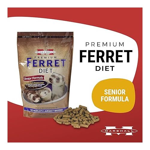 마샬 Marshall Pet Products Natural Complete Nutrition Premium Ferret Diet Food for Seniors, Highly Digestible, 4 lbs