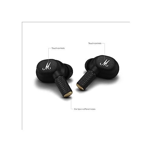 마샬 Marshall Motif II True Wireless Active Noise-Canceling Earbuds Headphones, Black