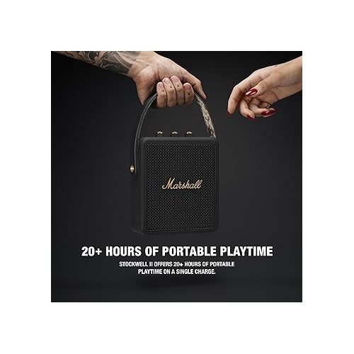 마샬 Marshall Stockwell II Portable Bluetooth Speaker, Black and Brass