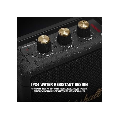 마샬 Marshall Stockwell II Portable Bluetooth Speaker, Black and Brass