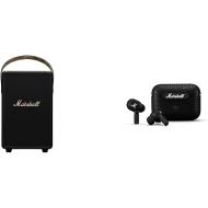 Marshall Tufton Portable Bluetooth Speaker, Black & Brass & Motif True Wireless Noise Canceling Headphones, Black