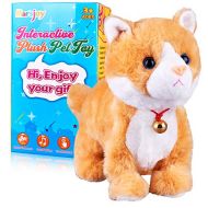 [아마존베스트]Marsjoy Yellow Robot Cat Plush Cat Stuffed Animal Interactive Cat , Meow Kitten Touch Control, Electronic Cat Pet, Robotic Cat Cat Kitty Toy, Animated Toy Cats for Girls Baby Kids L:12