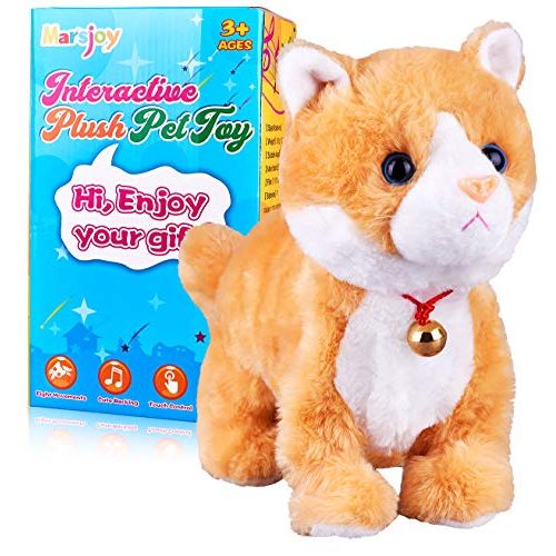  [아마존베스트]Marsjoy Yellow Robot Cat Plush Cat Stuffed Animal Interactive Cat , Meow Kitten Touch Control, Electronic Cat Pet, Robotic Cat Cat Kitty Toy, Animated Toy Cats for Girls Baby Kids L:12