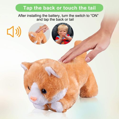  [아마존베스트]Marsjoy Yellow Robot Cat Plush Cat Stuffed Animal Interactive Cat , Meow Kitten Touch Control, Electronic Cat Pet, Robotic Cat Cat Kitty Toy, Animated Toy Cats for Girls Baby Kids L:12