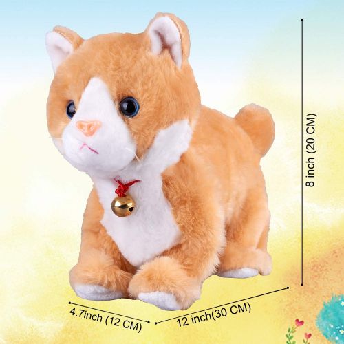  [아마존베스트]Marsjoy Yellow Robot Cat Plush Cat Stuffed Animal Interactive Cat , Meow Kitten Touch Control, Electronic Cat Pet, Robotic Cat Cat Kitty Toy, Animated Toy Cats for Girls Baby Kids L:12