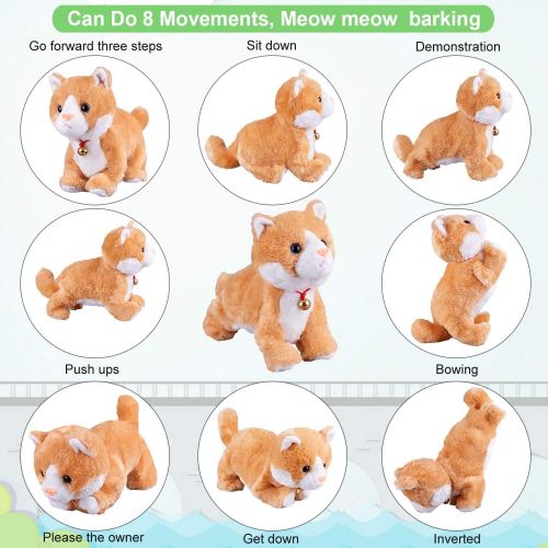  [아마존베스트]Marsjoy Yellow Robot Cat Plush Cat Stuffed Animal Interactive Cat , Meow Kitten Touch Control, Electronic Cat Pet, Robotic Cat Cat Kitty Toy, Animated Toy Cats for Girls Baby Kids L:12