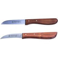 [아마존베스트]2 x kitchen knives, rust-proof, very sharp, 1 x straight + 1 x curved blade, cherry wood handle, Marsvogel Solingen.