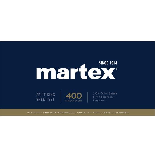  Martex Split King Sheet Set for Mattresses with Adjustable Bases, Indigo, 5 Piece