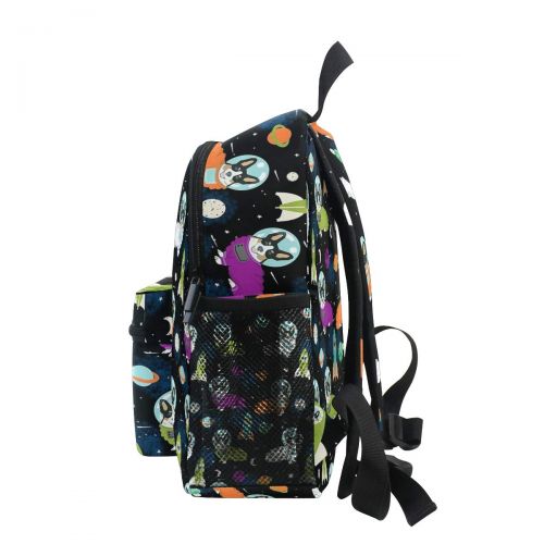  MarthNatha Cool Space Astronaut Dog Corgi Fashion Kids Printing bag Travel Children Backpack