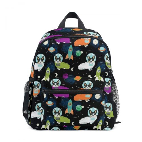  MarthNatha Cool Space Astronaut Dog Corgi Fashion Kids Printing bag Travel Children Backpack