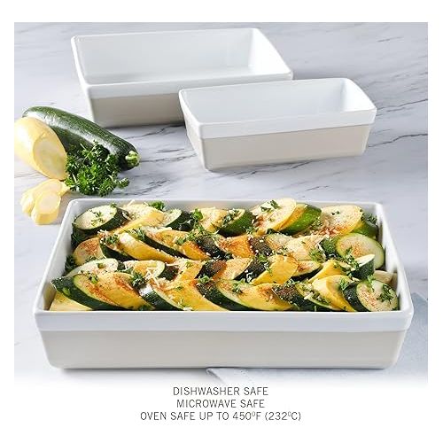  MARTHA STEWART 3 Piece Oven to Table Stoneware Bakeware, Baking Dish & Casserole Set- Grey