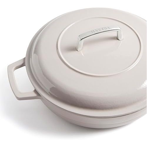  Martha by Martha Stewart 3.5 QT Enameled Cast Iron Braiser w/Lid - Cobblestone