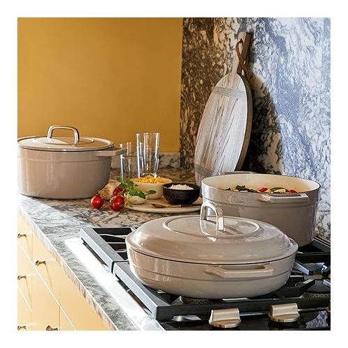  Martha by Martha Stewart 3.5 QT Enameled Cast Iron Braiser w/Lid - Cobblestone