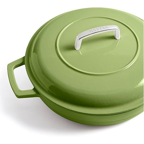  Martha by Martha Stewart 3.5 QT Enameled Cast Iron Braiser w/Lid - Bay Leaf