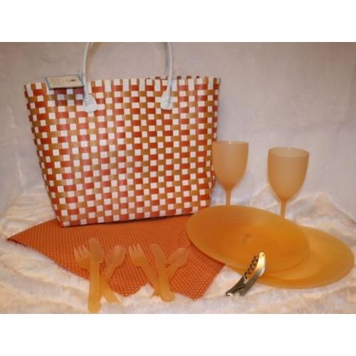  Martha Stewart Picnic For 2 Set - 14 Pieces Included With Tote