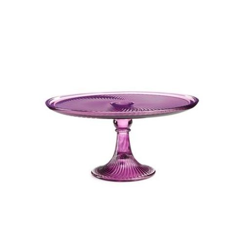  Martha Stewart Collection Harvest Amethyst Striped Glass Cake Stand