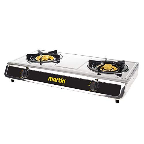  MARTIN SG-228 Propane Hot Plate Cooking Stove - Double Cooktop 25,600 BTU Powered Brass Burner with Pressure Regulator