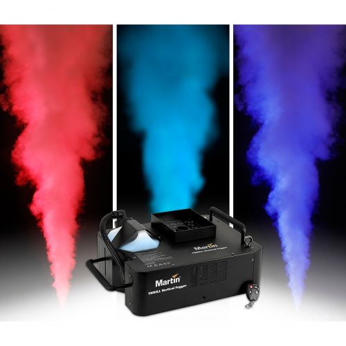  Martin Professional},description:This dynamic, atmospheric fog machine features built-in LED lights capable of producing high-velocity plumes of colored fog up to 25 ft. high that