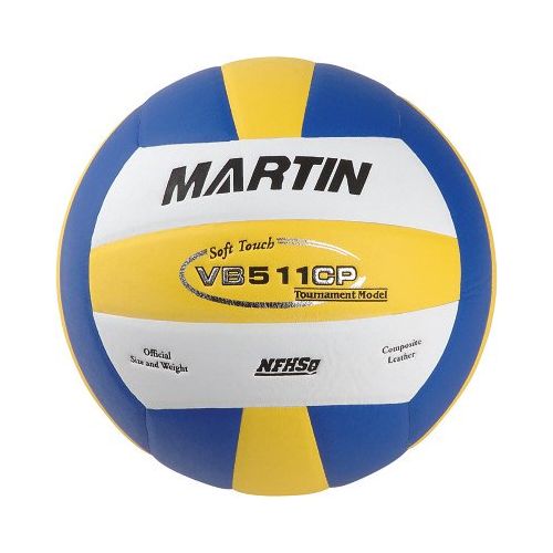  Martin Sports Soft Touch Composite Leather Official Size-NFHs Approved Volleyball, BlueWhiteYellow