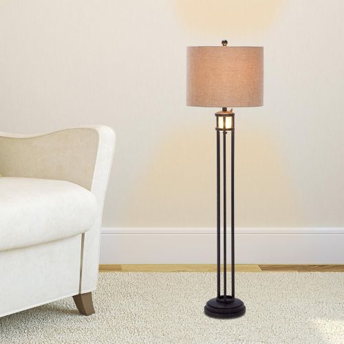  Martin Tools Martin Richard W-1537 Fangio Lightings #1537 60 inch Black Metal & Frosted Glass Floor Lamp with Nightlight Black & Frosted