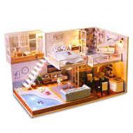 Martinimble Dollhouse Wooden Dolls House Toy Dollhouse for Boys Girls Miniature DIY House Kit House Model 1 Pcs Dollhouse DIY House Model Assemble Toy Birthday Gift Wooden for Chil