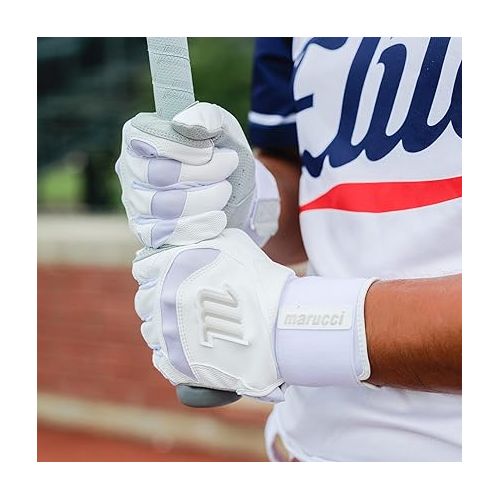  Marucci - 2021 Signature Batting Glove Full WRAP White (MBGSGN3FW-W/W-AM), Adult Medium