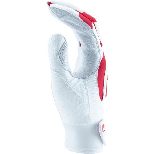  MARUCCI Signature Youth Batting Glove V4, White/RED, Youth Medium