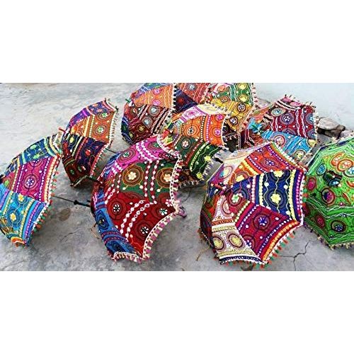  Marudhara Fashion Indian Handmade Designer Cotton Fashion Multi Colored Umbrella Embroidery Boho Umbrellas Parasol 20 Pcs Lot