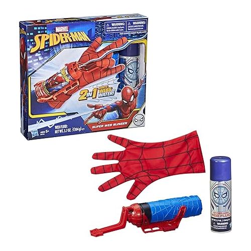 마블시리즈 Marvel Spider-Man Super Web Slinger, 2-In-1 Shoots Webs or Water, Web Shooter Toy, Role-Play Toys, 5 Year Old Boys and Girls and Up