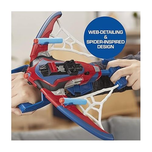 마블시리즈 Marvel Spider-Man Web Shots Spiderbolt NERF Powered Blaster Toy, Fires Darts, 3 Darts, Kids 5+ Years (Amazon Exclusive)