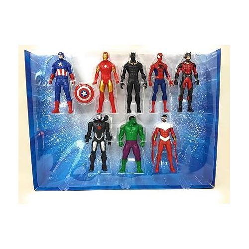 마블시리즈 Marvel Avengers Action Figures - Iron Man, Hulk, Black Panther, Captain America, Spider Man, Ant Man, War Machine & Falcon! (8)