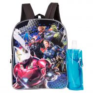 Marvel Avengers Backpack Combo Set - Avengers Boys 3 Piece Backpack Set - Ironman & Captain America Backpack Waterbottle and Carabina (Black/Blue)