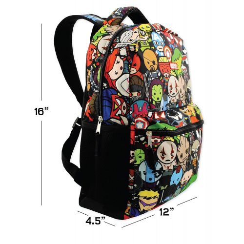 마블시리즈 Marvel Kawaii Avengers Boys Girls 16 School Backpack (One Size, Black/Multi)