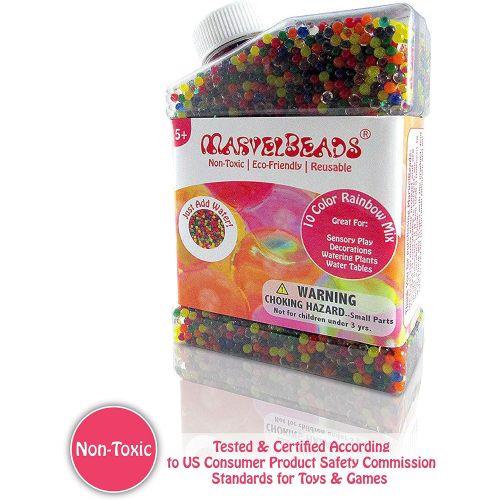 마블시리즈 [아마존베스트]MarvelBeads Water Beads [Non-Toxic & Eco-Friendly] Rainbow Mix for Kids Sensory Play and Spa Refill (Over Half Pound)