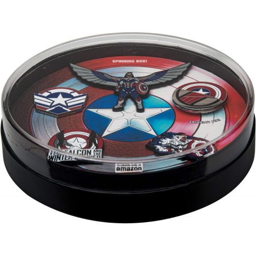 마블시리즈 Marvel Studios: The Falcon and The Winter Soldier Metal Based and Enamel 5 Lapel Pin Set with 16cm Officially Licensed Circular Window Box. (Amazon Exclusive)