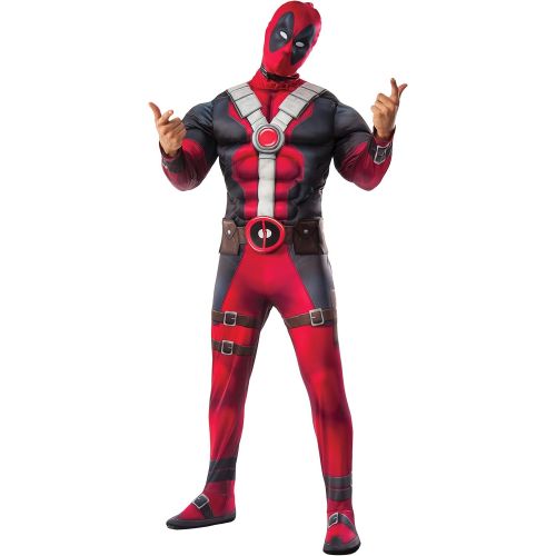 마블시리즈 할로윈 용품Marvel Rubies Mens Deadpool Deluxe Muscle Chest Costume and Mask