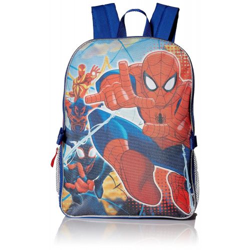 마블시리즈 Marvel Boys Spiderman, Backpack with Lunch Kit Comfort, Red/Blue