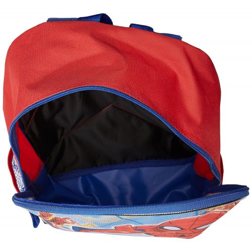 마블시리즈 Marvel Boys Spiderman, Backpack with Lunch Kit Comfort, Red/Blue