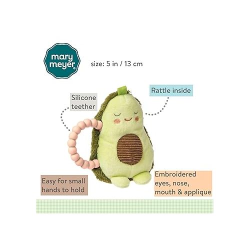  Mary Meyer Teether Baby Rattle, 6-Inches, Yummy Avocado