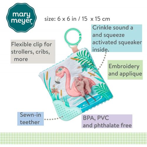  Mary Meyer Crinkle Teether Toy with Baby Paper and Squeaker, 6 x 6-Inches, Tingo Flamingo, (Model: 43131)