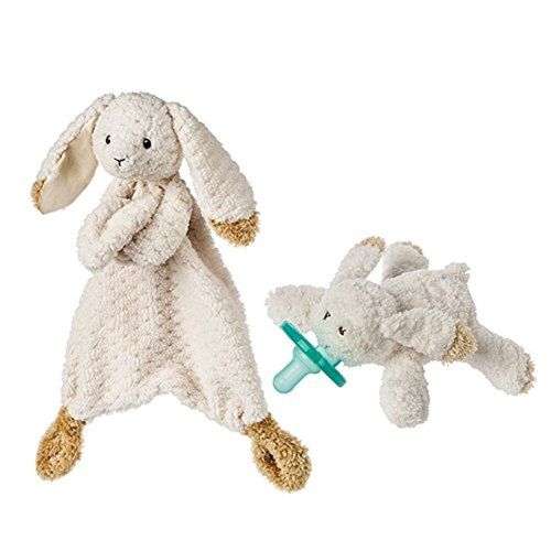  Mary Meyer Oatmeal Bunny WubbaNub Infant Pacifier and Lovey Blanket Bundle