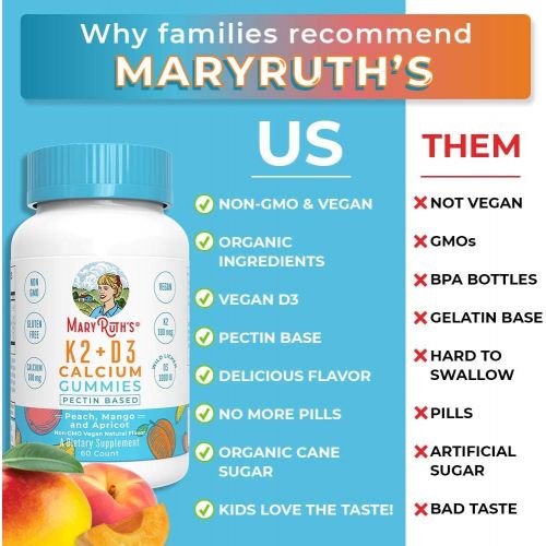  [아마존 핫딜]  [아마존핫딜]MaryRuth Organics Organic Vegan Vitamin K2+D3 Calcium Gummies (Plant Based) by MaryRuth Chewable,...