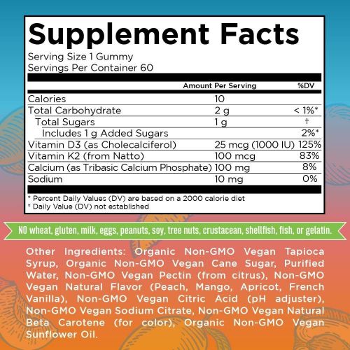  [아마존 핫딜]  [아마존핫딜]MaryRuth Organics Organic Vegan Vitamin K2+D3 Calcium Gummies (Plant Based) by MaryRuth Chewable,...