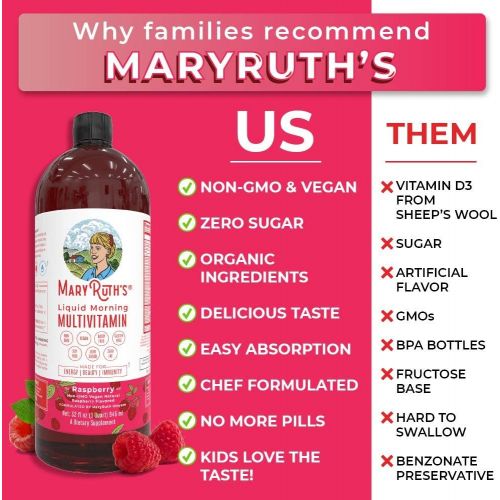  [아마존핫딜][아마존 핫딜] MaryRuth Organics Morning Liquid Vitamins by MaryRuth (Raspberry) Vegan Multivitamin A B C D3 E Trace Minerals & Amino Acids for Energy, Hair, Skin & Nails for Men & Women - Paleo - Gluten Free - 0