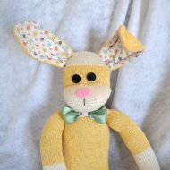 /MarysMonkeys Yellow Sock Easter Bunny, Boy or Girl, Child Friendly Eyes Available, Easter Gift, Kids Gift