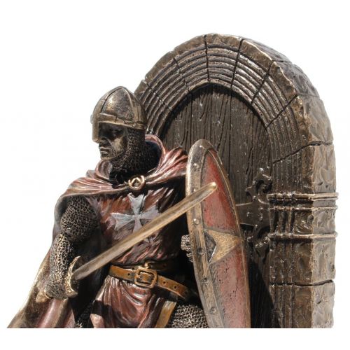  Masada Goods Armored Maltese Crusader With Sword Guarding Door Single Bookend Cold Cast Bronze