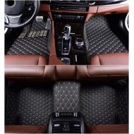 OkuTech Custom Fit XPE-Leather All Full Surrounded Waterproof Car Floor Mats for Maserati Levante,Black with Gold Stitching