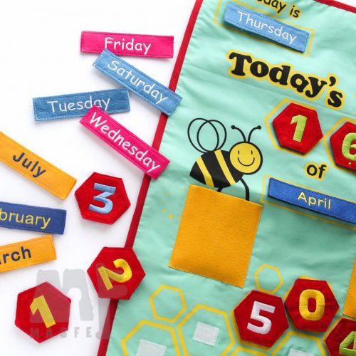  MasfeMy Calendar Wall Chart 2020, Wall Calendar for Children, Back to School Wall Calendar, Play-based Felt Chart, Birthday Gift